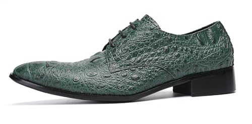 Santimon Men's Genuine Leather Oxfords Dress Shoes - Exotic Crocodile Pattern Lace-Up Formal Shoes, Premium Non-Slip Sole Derby for Business, Wedding and Formal Events2