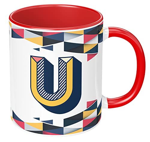 Image of 3D Colorful Alphabet Letter U Printed Coffee Mug for Girls Boys Friends Love Kids Best Gift for Birthday Anniversary Initial Letter U (Ceramic Tea Coffee Mug-350ml) - ABV3TM2 121
