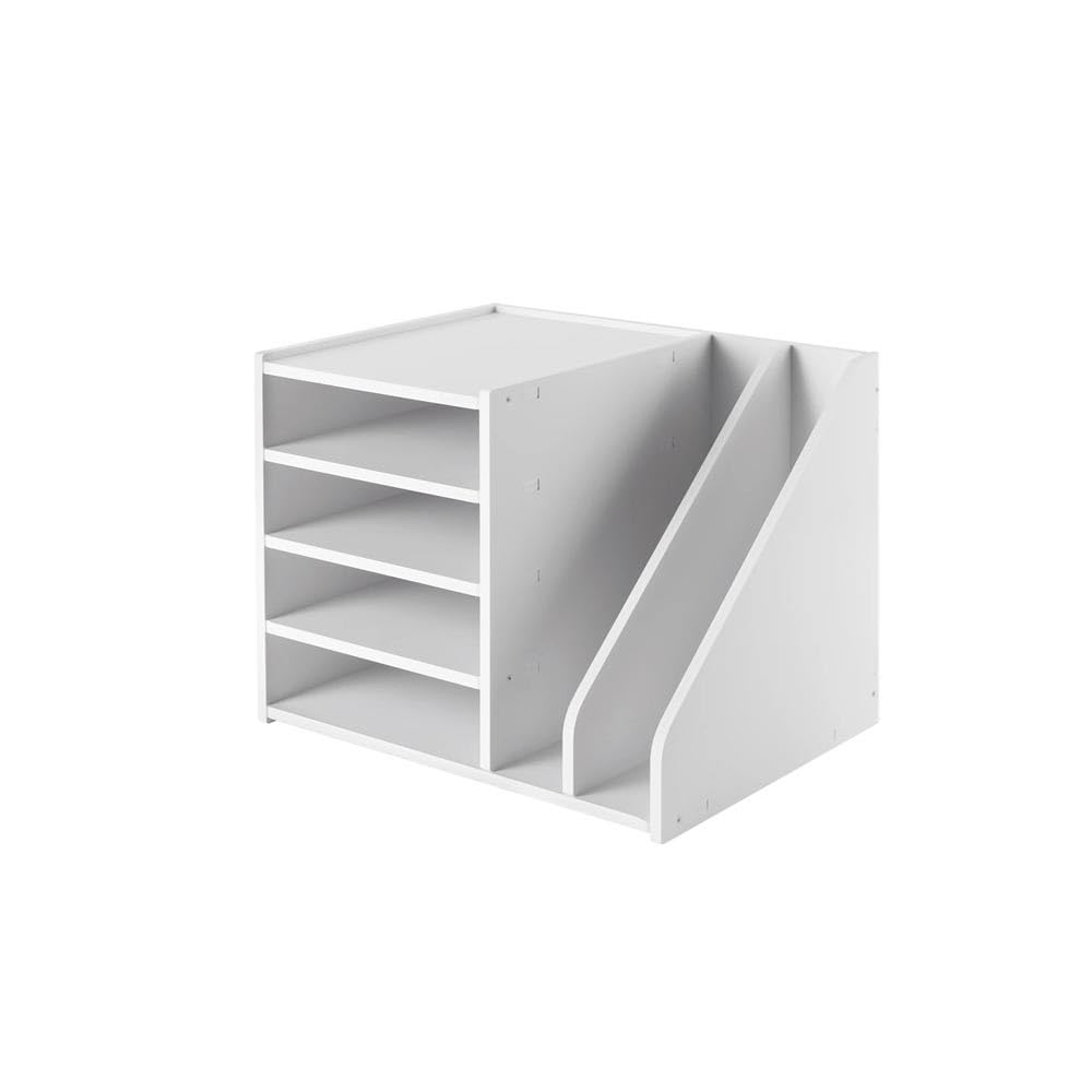 J9V4G6S3B5 Desktop File Rack File Holder Organizer 4+2 Tier, Pvc Document Mail Sorter Holds Files Books Envelopes(White)