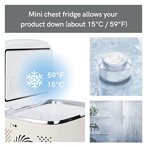 Living Enrichment Mini Fridge 6 Liters, Skincare Fridge, Low Noise And Lightweight Cosmetic Fridge, Small Refrigerator For Beauty Products Cosmetics Beverage Bedroom Home Office Stone White #TOP2