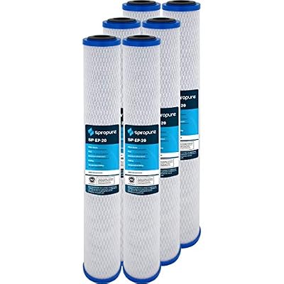 SpiroPure SP-EP-20 20x2.5 5 Micron NSF Certified Coconut Shell Carbon Block Water Filter Cartridge EP-20 155529 CB-25-2005 (Case of 6)