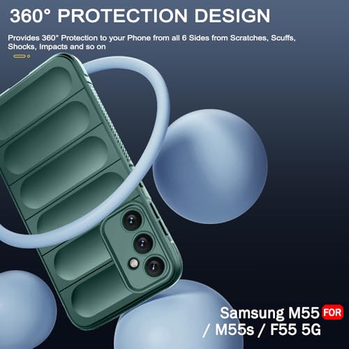Image of TheGiftKart Liquid Silicon Back Cover Case for Samsung Galaxy M55 / M55s / F55 5G | Shockproof Military Grade Protection | Micro-Fibre Cloth On Inner Side | Built-in Anti-Slip Grip Cover (TPU, Green)