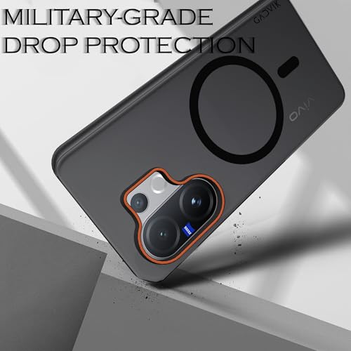 Image of Compatible for vivo V60e 5G Frosted Translucent Hard Back | Only Compatible with Wireless Magnetic Accessories | Thin and Slim Magnetic Back Cover (Black)