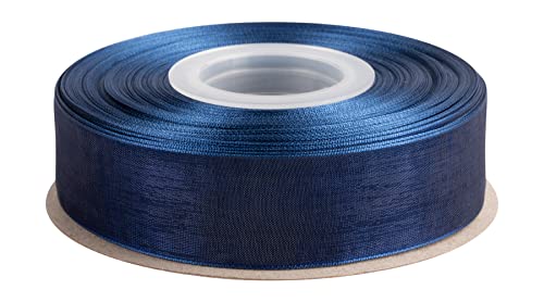 TEKDEERE 25mm Sheer Organza Ribbon,Navy Shimmer Chiffon Ribbon for DIY Crafts Wedding Party Decorations Gift Wrapping Bridal Bouquets (45M) - Image 2