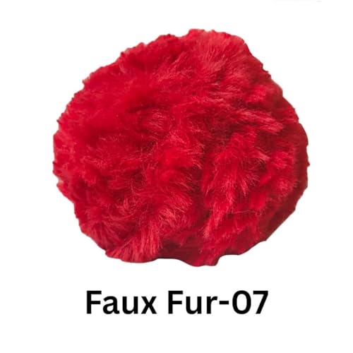 Image of VCR Red Yarn, Bulky Chunky Faux Fur Yarn, 100 Grams Hank, 100% Polyester, Suitable for Knitting Jackets, Scarves, Hats, Blankets, Cushions, Toys and Decorative Accents