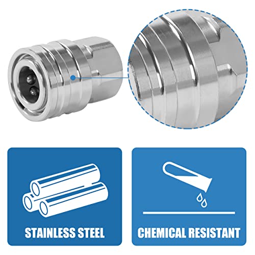 Joejet 1/4" Pressure Washer Quick Connect Fittings-Stainless Steel Pressure Washer Adapter-1/4" Quick Disconnect Socket To 1/4" Npt Female Coupler-5000 Psi #TOP5