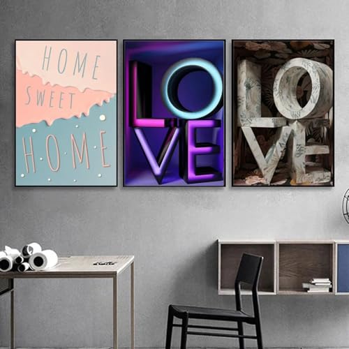 Toile abstraite LOVE style nordique pour créer une ambiance sereine à la maison