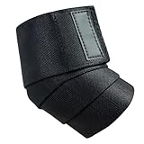 LUMINFLY Adjustable Weightlifting Elbow Wraps, Black Polyester Compression Sleeves, Joint Stability Support, Size M 48.4 X 3.1