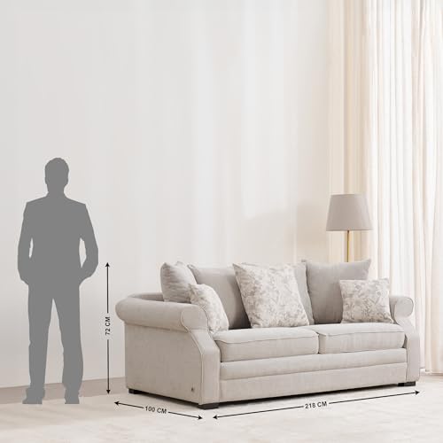 Image of Home Centre | Botanical | Fabric|Solid Wood | Sofa Sets | Grey | Sofa Set 3+2 | 1 Year Warranty