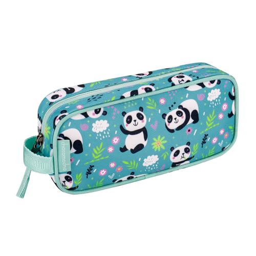 Choco Mocha Estojo Para Meninas, Bolsa Pequena Com Zíper Macio, Fofa Escola Panda, Verde