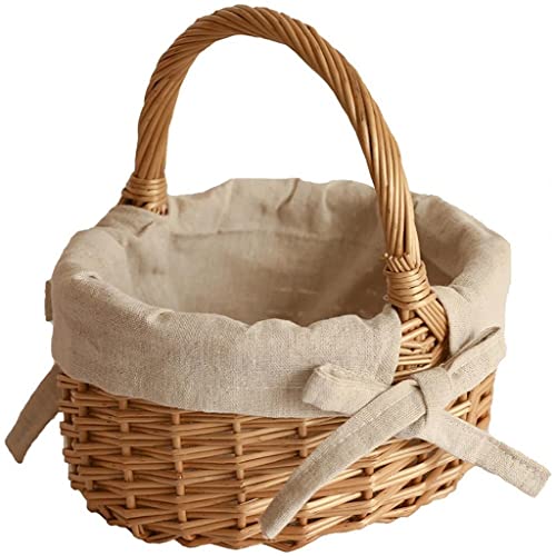 BBCBBZ Gran cesta de flores, cesta de Picnic de mimbre resistente al desgaste, cesta de flores for niña nupcial for boda, cesta de mimbre for Picnic