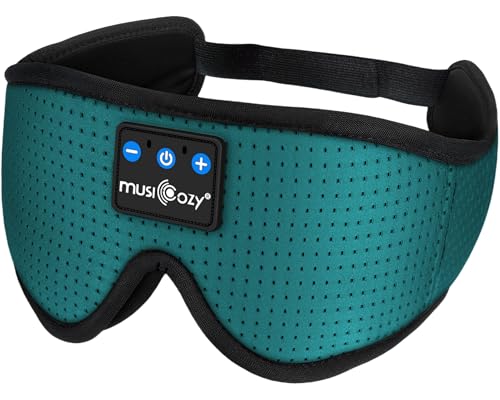 MUSICOZY Sleep Headphones Breathable Bluetooth Headband 3D Sleeping Headphones, Wireless Music Eye Mask Sleep Earbuds for Side Sleeper Women,Men Office Air Travel Cool Tech Gadgets Unique Gifts Green