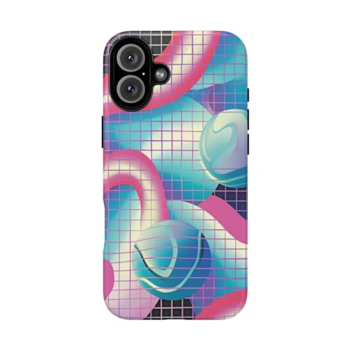 Coque rigide mate rose iPhone 16 Plus anti-traces motif géométrique 3D