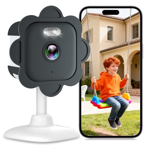 Abiso 2K Telecamera Wifi Interno da Finestra Sorveglianza 2.4G/5GHz Visione Notturna a Colori,Rilevamento del Movimento Umano,Registrazione 24/7,Installazione Facile e Veloce, Audio