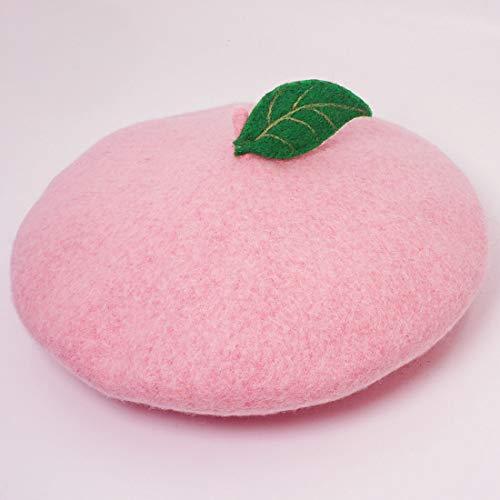 Image of Green Leave Fruit Cosplay Beret Vintage Painter Hat Lolita Kawaii Wool Cap Xmas Gift