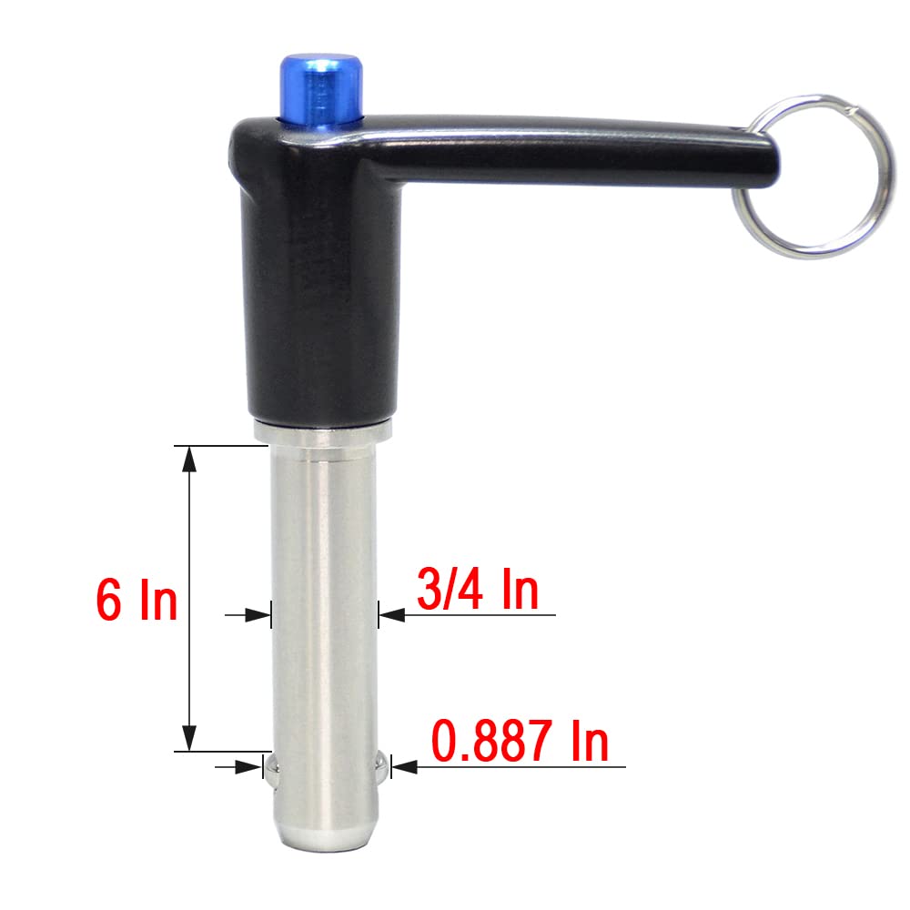 PLL - Pollice - Perni di bloccaggio acciaio INOX Perni autobloccanti a sfere Perni a sgancio rapido Perni a molla, Perni di posizionamento Spillette Dimensione: M 3/4 pollici - L 6 pollici