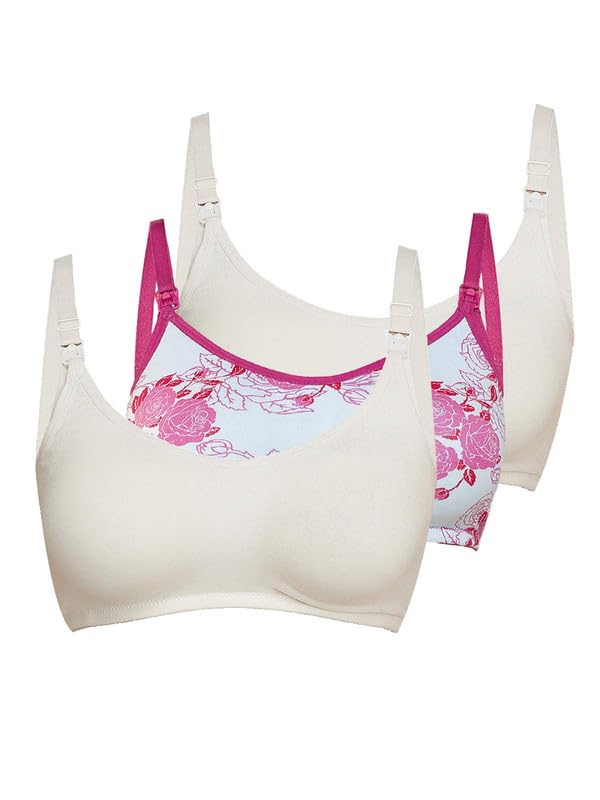 Image of Inner Sense Organic Cotton Bamboo Nursing Bra for Women I Non Padded Feeding Bra with Keyhole Back Design I Wire Free Maternity Innerwear with Full Coverage