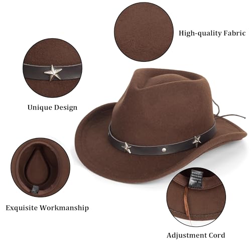 Kids Girls Boys Felt Fedora Hat Western Cowboy Cowgirl Hat with Buckle Belt Felt Fedora Hats (4-8 Years)3