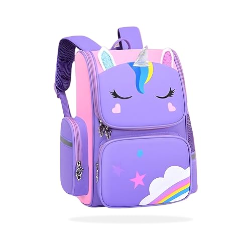BEMBIKA Cute Cartoon Kids School Bag for Boys and Girls, Toddler Preschool Plush Travel Schoolbag, Perfect Book Bag, Casual Backpack for Kids  (Unicorn Purple)