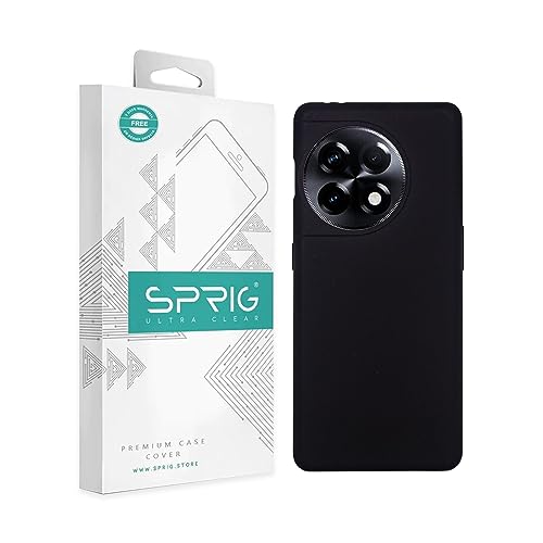 Image of SPRIG Cases Compatible with OnePlus 11R 5G Liquid Silicone Cover Premium Back Cover Case Drop Tested Shock Proof for Boys and Girls with Camera Protection (Black)