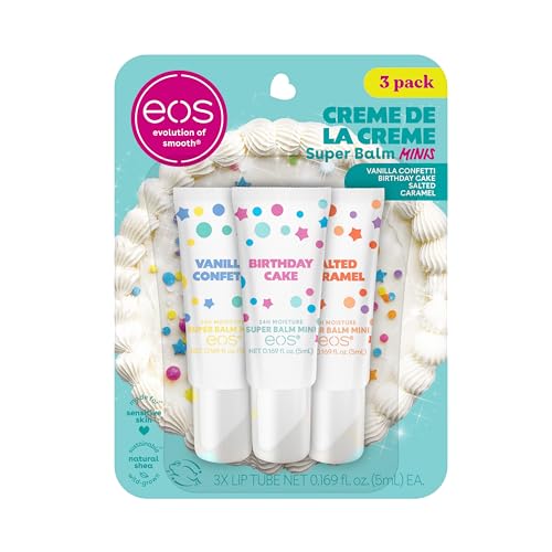 eos 24H Moisture Super Balm Minis- Crme de la Crme Limited-Edition Lip Mask Lip Mask Made for Sensitive Skin Shea Butter Variety Pack 0.169 fl oz 3-Pack