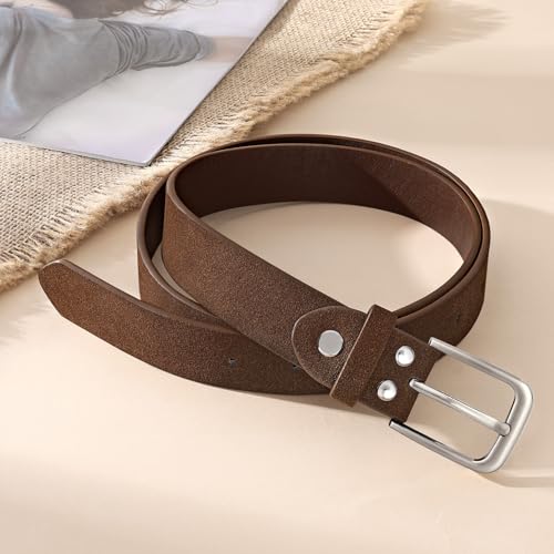 Image of WHIPPY Women Casual Leather Belt for Jeans Pants, Fashion Ladies Waist Dress Belt