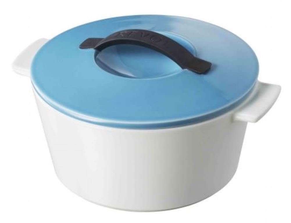 Casserole ronde Revol porcelaine bleue Caraïbes 23 cm cocotte de cuisson