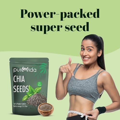 Image of Purevida Raw Chia Seeds 200gm| Superfood for Weight Management | High in Calcium, Protein, Fiber & Omega-3 | Non-GMO, Antioxidant-Rich, Reusable Pack | Healthy Breakfast & Snack (Pack of 3)