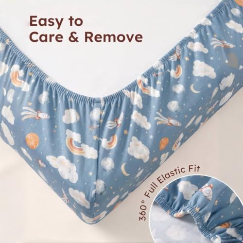 Image of AMROSE 2 Pack Flannel Fleece Crib Sheets, Space