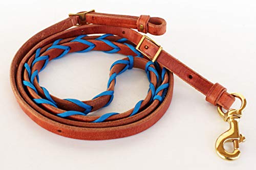 CHALLENGER Horse Amish Made in USA Hermann Oak Leather Western Paracord Reins Blue 975H513RB