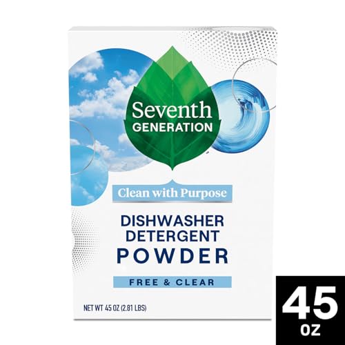 Image of Seventh Generation Dishwasher Detergent Powder + Rinse Aid, Free & Clear | Dish Detergent 2-Pack + Power+ Rinse Aid | Biodegradable, Plant-Based & Chlorine-Free, Septic Safe Dishwashing Supplies