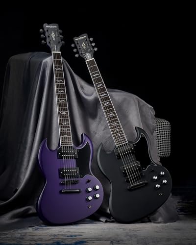 WestCreek RACER Solid Body Electric Guitar, Double Cut guitar, Rounded End Frets, Bone nut, Rosewood Fingerboard, Mahogany Body (Matte Black) - Image 5