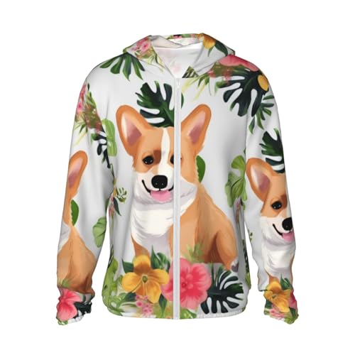 Rashguard à capuche et motif Corgi pour la plage et le surf