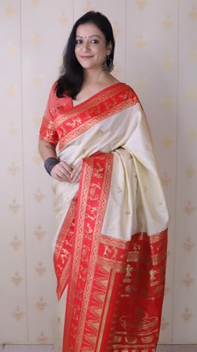Image of SGF11 Women's Kanjivaram Pure Soft Silk Saree With Unstitched Blouse Piece