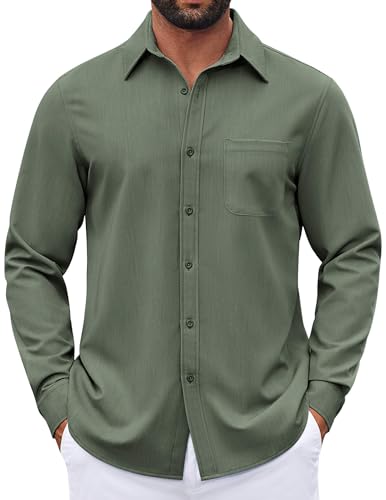 COOFANDY Mens Button Down Shirt Long Sleeve Business Casual Untucked