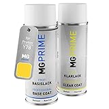 MG PRIME Pintura automotriz Set de aerosoles para Proton Y78 Ro. Yellow Pintura base pintura transparente, bote de spray de 400 ml