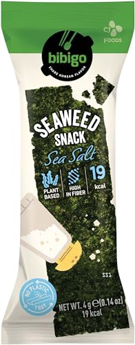 BIBIGO Snack de algas marinas, sazonado, sal, 6 unidades (6 x 4 g)
