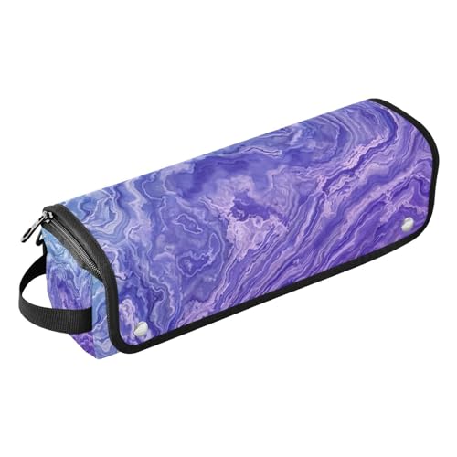 Organizador para herramientas de cabello 2 en 1 con tapete resistente al calor y estuche de viaje de doble capa para planchas, alisadores y rizadores de cabello, bolsa de viaje con diseño marmoleado índigo
