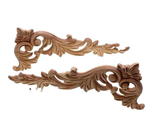 Applique murale en bois sculpté ornement floral pour décoration armoire et moulure de porte