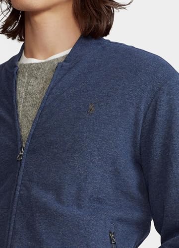 POLO RALPH LAUREN Men's Double Knit Luxury Jersey Full Zip Baseball Sweater (Navy Heather, Small)3