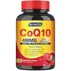 CoQ10 400mg SoftGels COQ10 – CQ10 Coenzyme Q10 Supplement, Plus PQQ, Omega 3, and Vitamin E, for Heart and Cellular Energy, 120 Servings