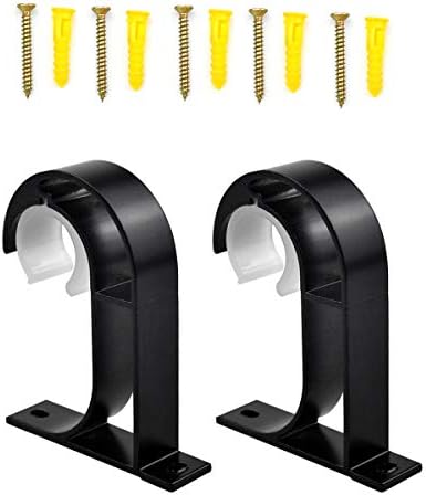 Curtain Rod Bracket Ceiling-Mount Support Aluminum Alloy Curtain Pole Bracket Holder Shower Closet Rod End Holder Heavy Duty Wardrobe Tube Support Bracket Clothes Hanging Rod Holder with Screws, 28mm