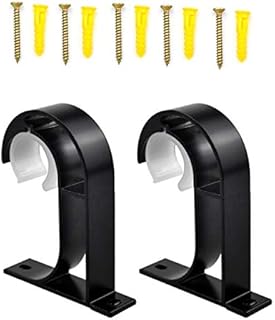Curtain Rod Bracket Ceiling-Mount Support Aluminum Alloy Curtain Pole Bracket Holder Shower Closet Rod End Holder Heavy Duty Wardrobe Tube Support Bracket Clothes Hanging Rod Holder with Screws, 28mm