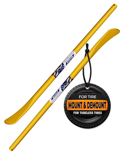 Bovkad 30 Inch Heavy Duty Tire Spoon Bars 2 Pack 3/4 in(STK) Solid Steel Tire Irons for Mounting & Demounting Tires Professional Tire Changing Tools for Truck SUV& Semi Tires Non-Slip Grip(Yellow)