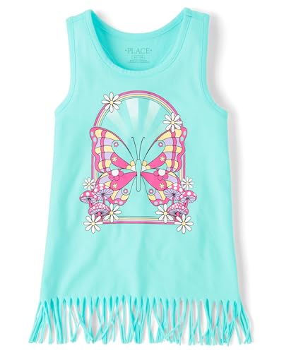 The Children's Place,Girls,Graphic Fringe Tank Tops,Seagrove Butterfly,Medium