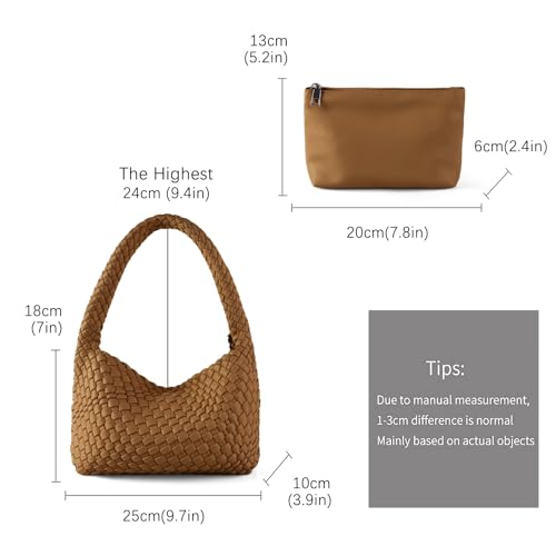 Bolso tejido para mujer, bolso de mano y cartera de cuero vegano, bolso de hombro casual retro para la playa, tote para damas, bolso bajo el brazo miniatura 5