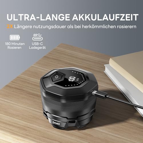 DOAO Glatzen Rasierer Herren, 2025 Verbessert wasserdicht 6D Flexibler Glatzenrasierer, Magnetische Schwebender Kopf, Nass und Trocken, Reise-Essentials, USB-C-Anschluss 5