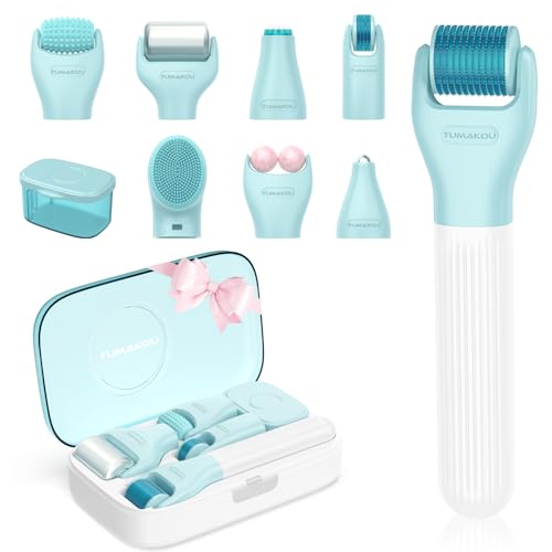 Derma Roller Tumakou 10 In 1 Microneedle Roller Set For Face Body Scalp Beard...
