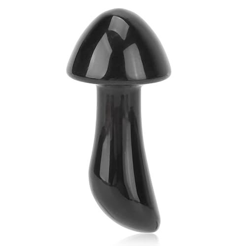 Miniatura 1 de Piedras de masaje con forma de hongo de piedra caliente, herramienta Guasha, tabla Gua Sha para cuerpo, cara, spa, meditación relajante (negro)