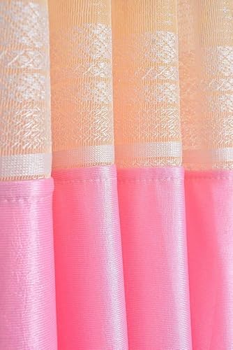 Image of Classic net Floral Patch 5 feet Window Room Darkening Curtains (Set of 2 Pcs)(Pink 5 Feet)